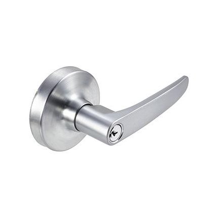 Commercial lever handle lock hardware with keyed cylinder